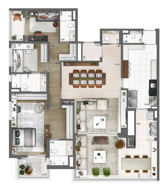 Planta tipo 165m² | 3 suítes | 3 vagas | elevador privativo | Atmosfera – Bosque da Saúde - São Paulo - São Paulo Planta tipo 165m² | 3 suítes | 3 vagas | elevador privativo | Atmosfera – Apartamento no Bosque da Saúde - São Paulo - São Paulo
