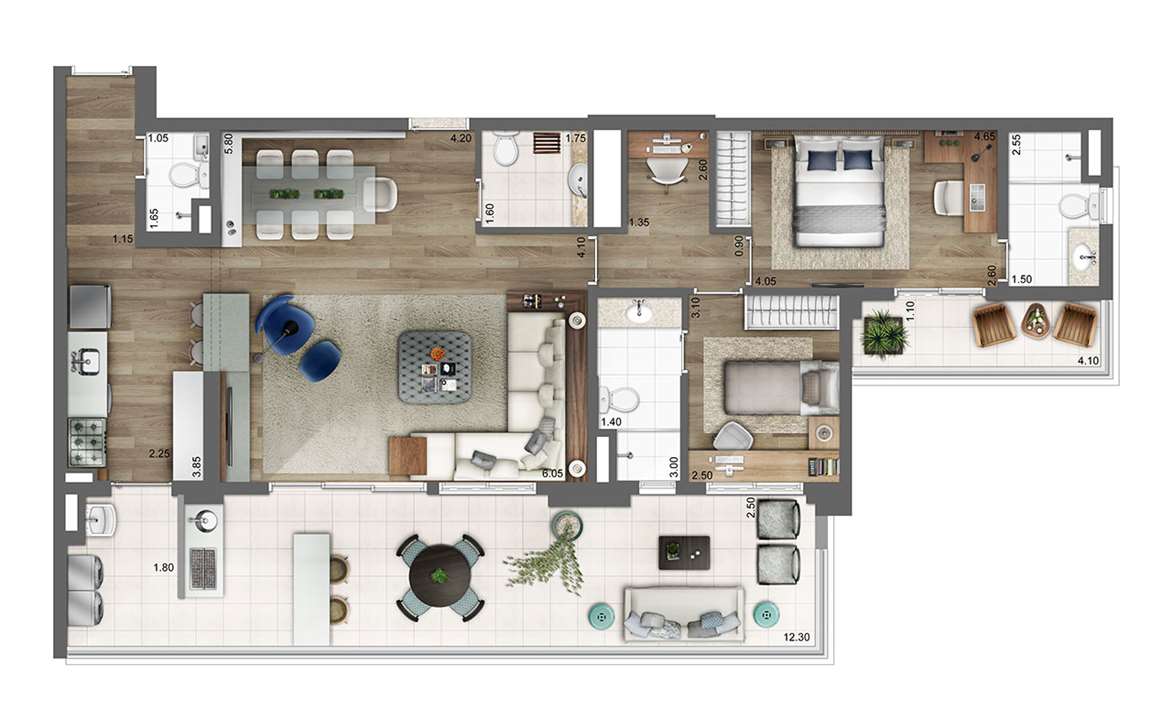 Planta opção 133m² | 2 suítes | 2 vagas | living ampliado | home office | Atmosfera – Bosque da Saúde - São Paulo - São Paulo Planta opção 133m² | 2 suítes | 2 vagas | living ampliado | home office | Atmosfera – Apartamento no Bosque da Saúde - São Paulo - São Paulo