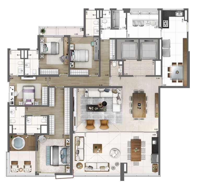 PLANTA TIPO FINAL 1 – 278m² | One Sixty – Região da Faria Lima - São Paulo - São Paulo PLANTA TIPO FINAL 1 – 278m² | One Sixty – Apartamento na Região da Faria Lima - São Paulo - São Paulo