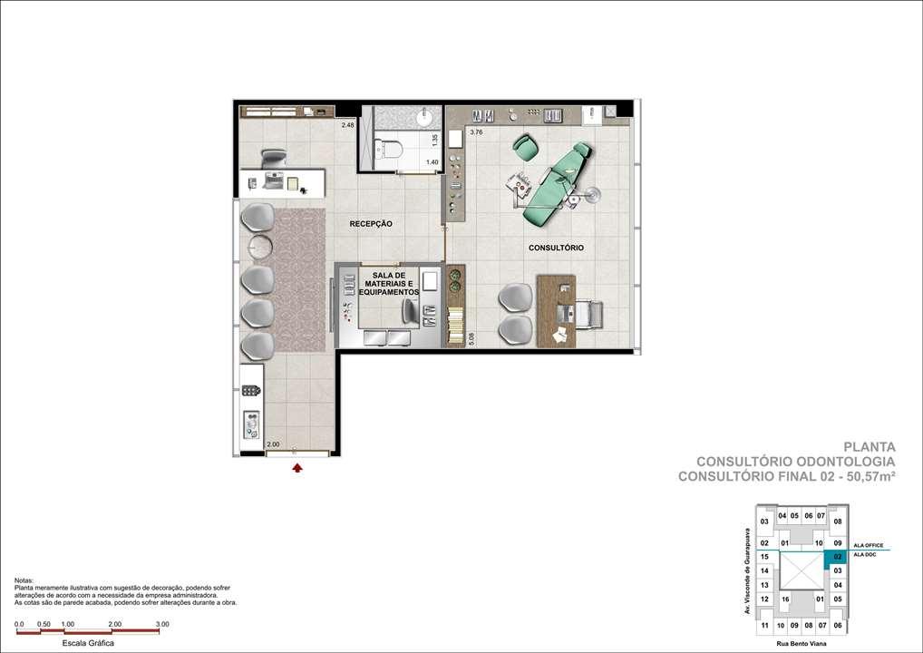 Consultório com 50m² - Sugestão de consultório de Odontologia | DOC Castelo Batel – Batel - Curitiba - Paraná Consultório com 50m² - Sugestão de consultório de Odontologia | DOC Castelo Batel – Salas Comerciais no Batel - Curitiba - Paraná