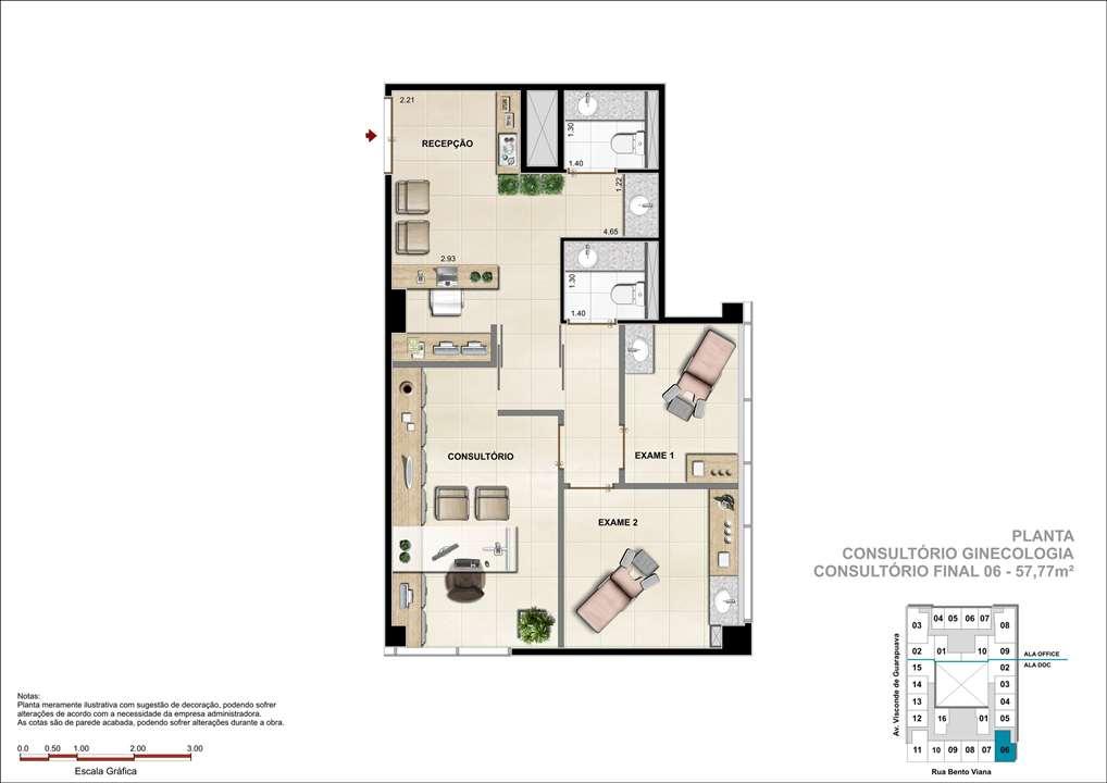 Consultório com 57m² - Sugestão de consultório de Ginecologia | DOC Castelo Batel – Batel - Curitiba - Paraná Consultório com 57m² - Sugestão de consultório de Ginecologia | DOC Castelo Batel – Salas Comerciais no Batel - Curitiba - Paraná