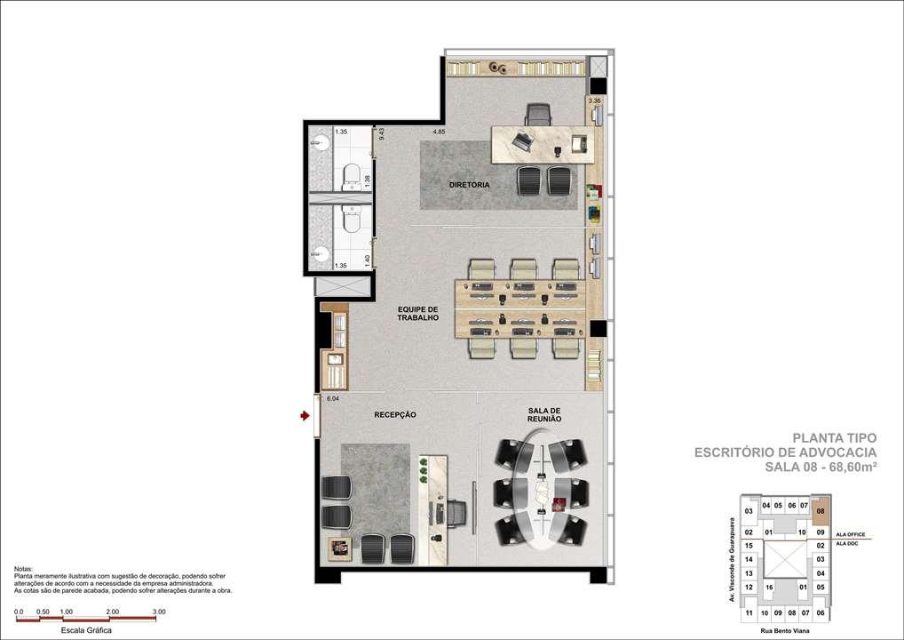 Sala Comercial com 68m² - Sugestão com Escritório de Advocacia | DOC Castelo Batel – Batel - Curitiba - Paraná Sala Comercial com 68m² - Sugestão com Escritório de Advocacia | DOC Castelo Batel – Salas Comerciais no Batel - Curitiba - Paraná