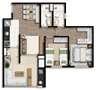PLANTA PONTA 67.75m2 | Living Wish – Apartamento em  Santo Amaro - São Paulo - São Paulo