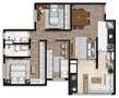 PLANTA PONTA 83.47m2 | Living Wish – Apartamento em  Santo Amaro - São Paulo - São Paulo