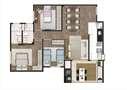 Planta Tipo Ilustrada 81 m² - 3 Dormitórios (1 Suíte) | Cyrela Heredità – Apartamento No  Campestre - Santo André - São Paulo