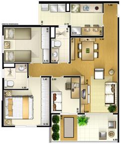 Planta Tipo 75 m² | Varanda Paulista – Apartamento no  Paraíso - São Paulo - São Paulo