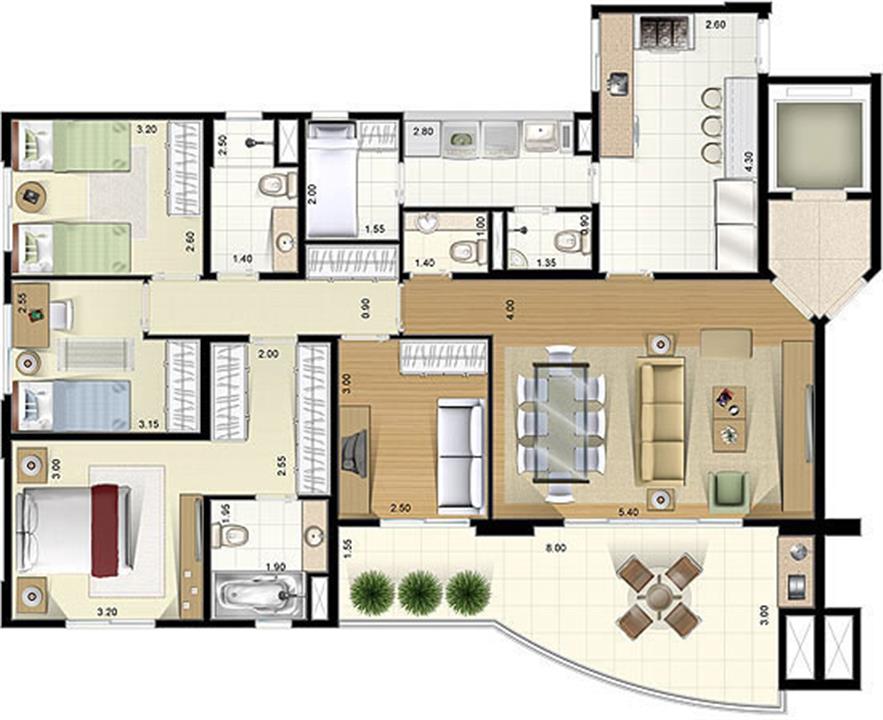 Planta 126m² 4 dorm. (1 suíte) | Vivai Moema – Moema - São Paulo - São Paulo Planta 126m² 4 dorm. (1 suíte) | Vivai Moema – Apartamento em Moema - São Paulo - São Paulo
