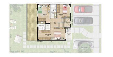 Planta casa B 140,21 m² - pavimento superior | Aldeia Parque - Igarapé – Casa na  Colina de Laranjeiras - Serra - Espírito Santo