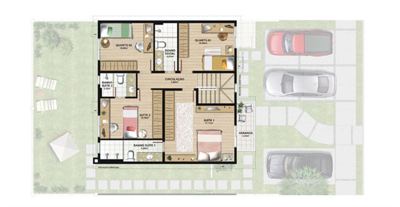 Planta casa C 165,29 m² - pavimento superior | Aldeia Parque - Igarapé – Colina de Laranjeiras - Serra - Espírito Santo Planta casa C 165,29 m² - pavimento superior | Aldeia Parque - Igarapé – Casa na Colina de Laranjeiras - Serra - Espírito Santo