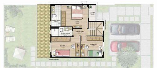 Planta casa A 120,42 m² - superior | Aldeia Parque - Itatiaia – Casa na  Colina de Laranjeiras - Serra - Espírito Santo