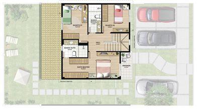 Planta casa B 140,21 m² - superior | Aldeia Parque - Itatiaia – Casa na  Colina de Laranjeiras - Serra - Espírito Santo