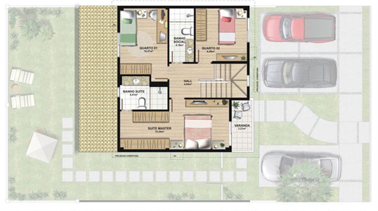 Planta casa B 140,21 m² - superior | Aldeia Parque - Itatiaia – Colina de Laranjeiras - Serra - Espírito Santo Planta casa B 140,21 m² - superior | Aldeia Parque - Itatiaia – Casa na Colina de Laranjeiras - Serra - Espírito Santo