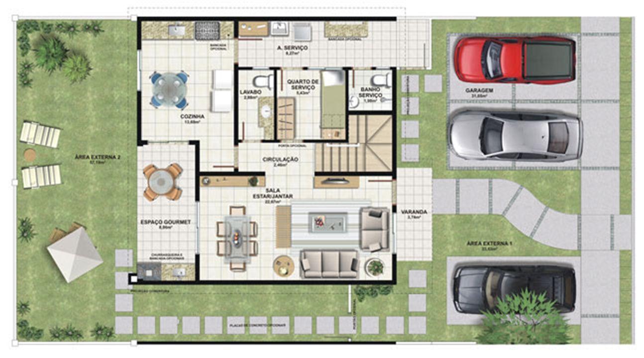 Planta casa C 165,29 m² - inferior | Aldeia Parque - Itatiaia – Colina de Laranjeiras - Serra - Espírito Santo Planta casa C 165,29 m² - inferior | Aldeia Parque - Itatiaia – Casa na Colina de Laranjeiras - Serra - Espírito Santo