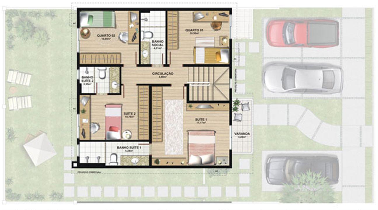 Planta casa C 165,29 m² - superior | Aldeia Parque - Itatiaia – Colina de Laranjeiras - Serra - Espírito Santo Planta casa C 165,29 m² - superior | Aldeia Parque - Itatiaia – Casa na Colina de Laranjeiras - Serra - Espírito Santo