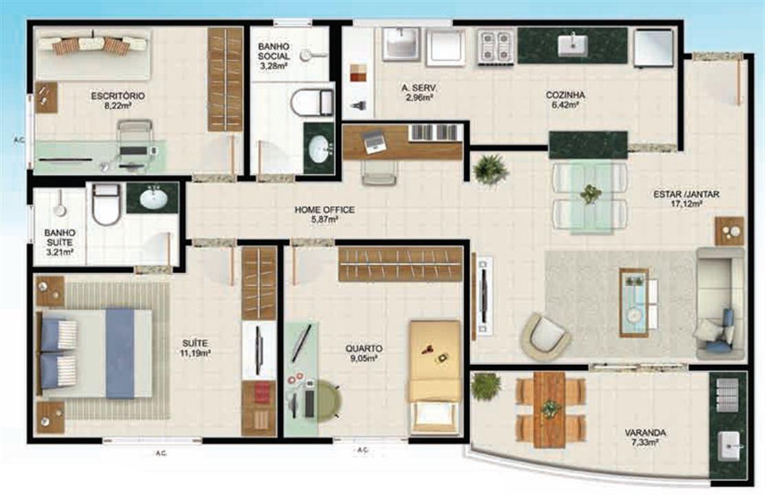 Planta 3 quartos - 85 m² | Aldeia Parque - Itaúna – Colina de Laranjeiras - Serra - Espírito Santo Planta 3 quartos - 85 m² | Aldeia Parque - Itaúna – Apartamento na Colina de Laranjeiras - Serra - Espírito Santo