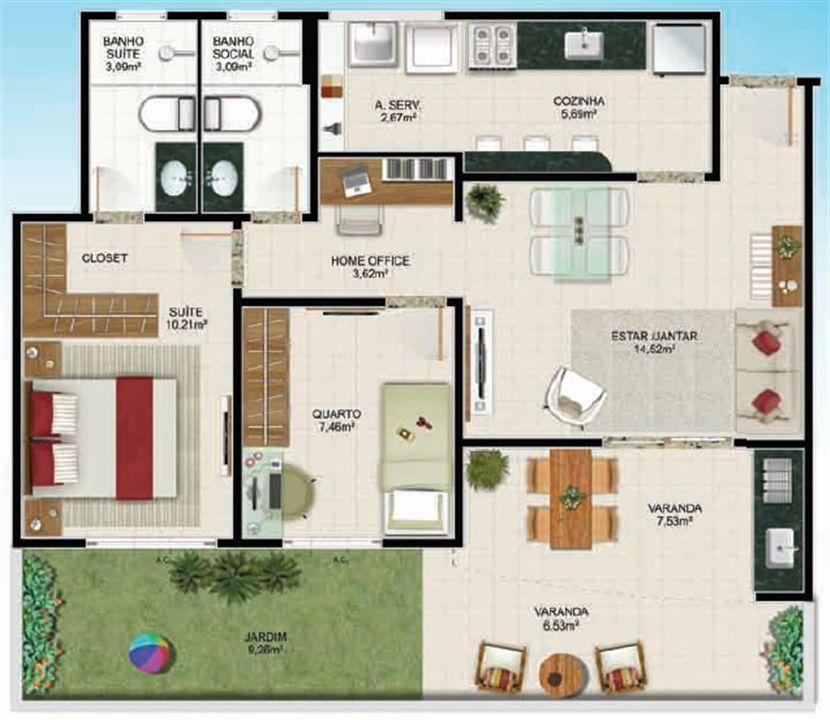 Planta Térreo 2 quartos - 65 m² | Aldeia Parque - Itaúna – Colina de Laranjeiras - Serra - Espírito Santo Planta Térreo 2 quartos - 65 m² | Aldeia Parque - Itaúna – Apartamento na Colina de Laranjeiras - Serra - Espírito Santo