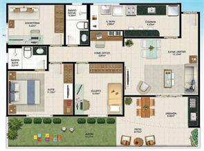 Planta Térreo 3 quartos - 106 m² | Aldeia Parque - Itaúna – Apartamento na  Colina de Laranjeiras - Serra - Espírito Santo