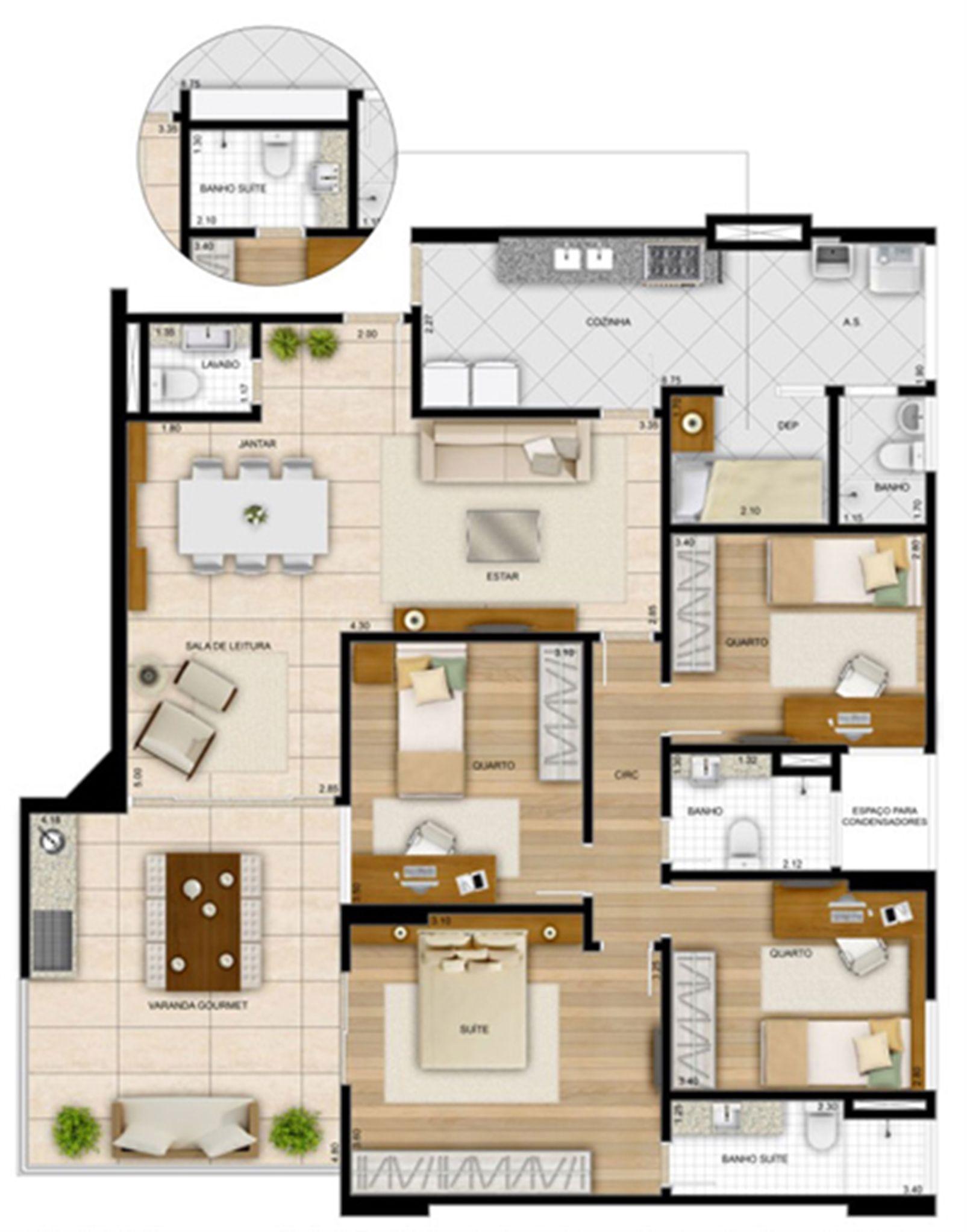 142,24 m² - Planta 4 quartos1 sui´te | La Plage Residencial Clube – Praia da Costa - Vila Velha - Espírito Santo 142,24 m² - Planta 4 quartos1 sui´te | La Plage Residencial Clube – Apartamento na Praia da Costa - Vila Velha - Espírito Santo