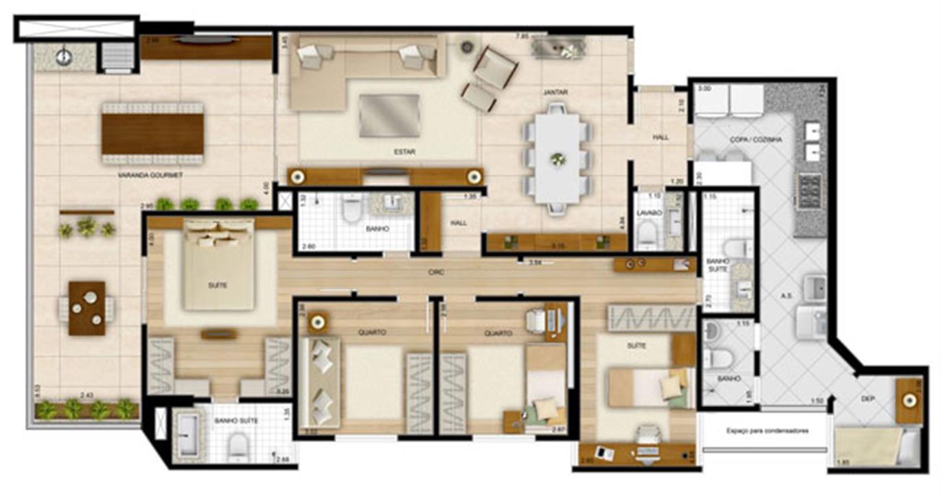 Planta 4 quartos169,82 m² - 2 suítes | La Plage Residencial Clube – Praia da Costa - Vila Velha - Espírito Santo Planta 4 quartos169,82 m² - 2 suítes | La Plage Residencial Clube – Apartamento na Praia da Costa - Vila Velha - Espírito Santo