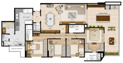 Planta 4 quartos170,32 m² - 2 suítes | La Plage Residencial Clube – Apartamento na  Praia da Costa - Vila Velha - Espírito Santo