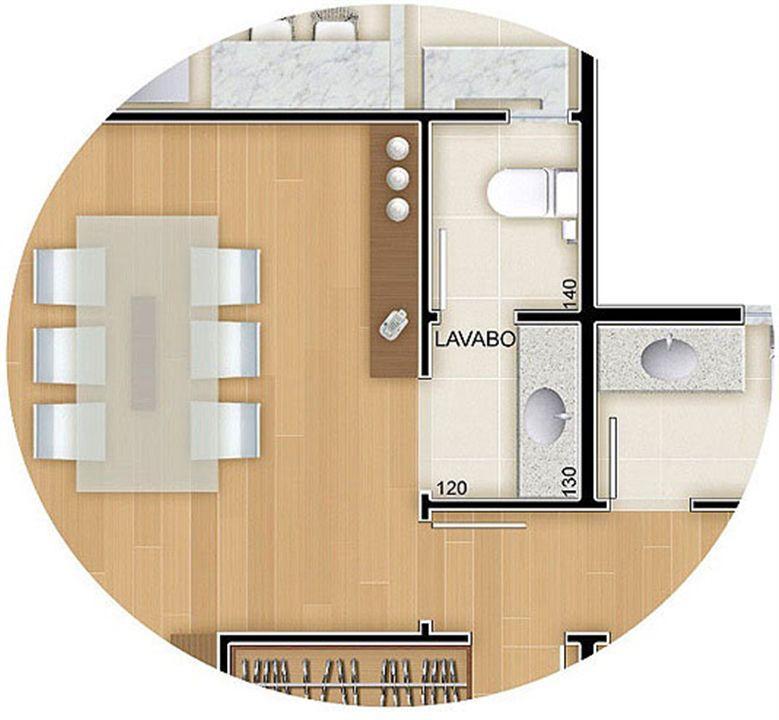 Torres 1 e 4 - 3 Quartos - 96 m² - Planta opção - Lavabo | Reserva Verde Residencial Park – Laranjeiras - Serra - Espírito Santo Torres 1 e 4 - 3 Quartos - 96 m² - Planta opção - Lavabo | Reserva Verde Residencial Park – Apartamento em Laranjeiras - Serra - Espírito Santo