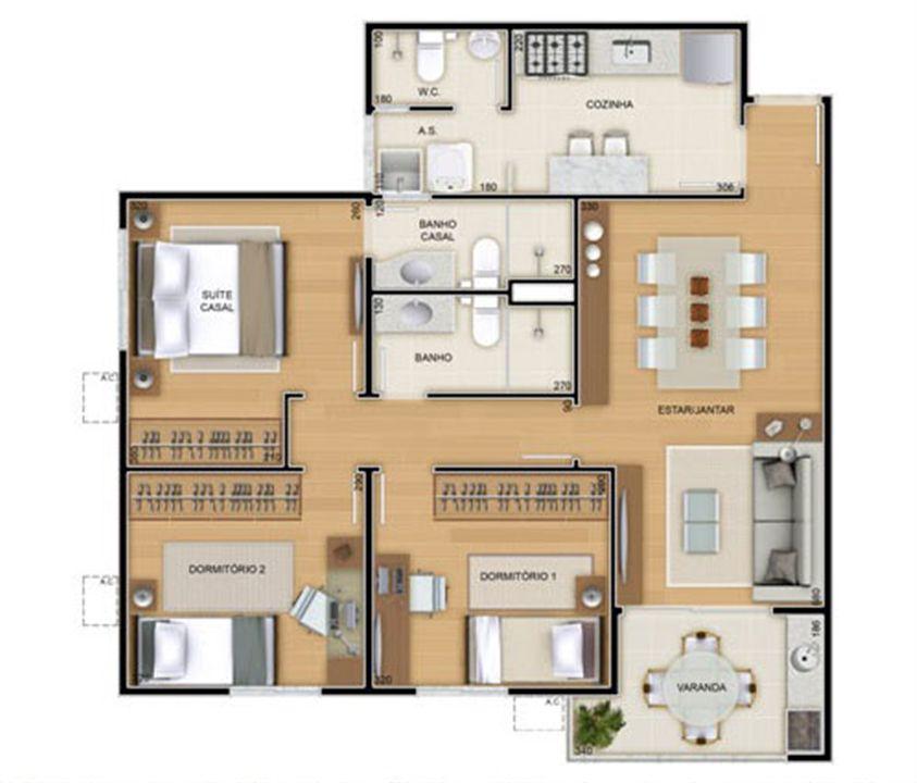 Torres 2 e 3 - 3 Quartos - 82 m² - Planta tipo | Reserva Verde Residencial Park – Laranjeiras - Serra - Espírito Santo Torres 2 e 3 - 3 Quartos - 82 m² - Planta tipo | Reserva Verde Residencial Park – Apartamento em Laranjeiras - Serra - Espírito Santo