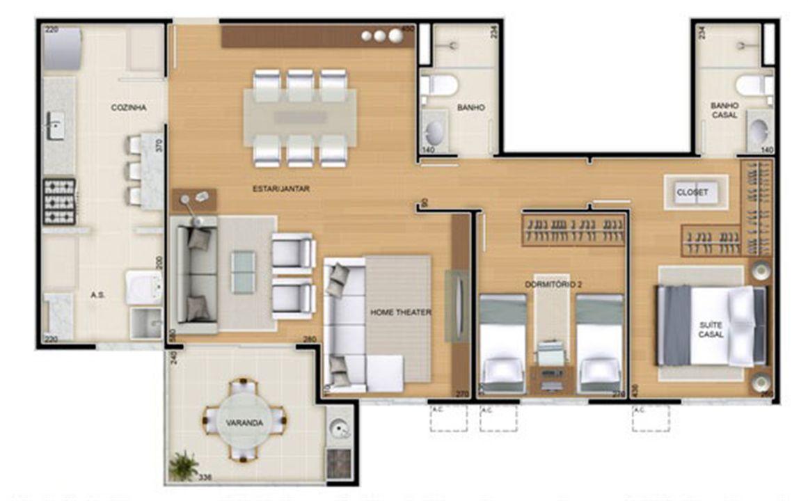 Torres 2 e 3 - 3 Quartos - 90 m² - Planta opção - 2 quartos e sala ampliada | Reserva Verde Residencial Park – Laranjeiras - Serra - Espírito Santo Torres 2 e 3 - 3 Quartos - 90 m² - Planta opção - 2 quartos e sala ampliada | Reserva Verde Residencial Park – Apartamento em Laranjeiras - Serra - Espírito Santo