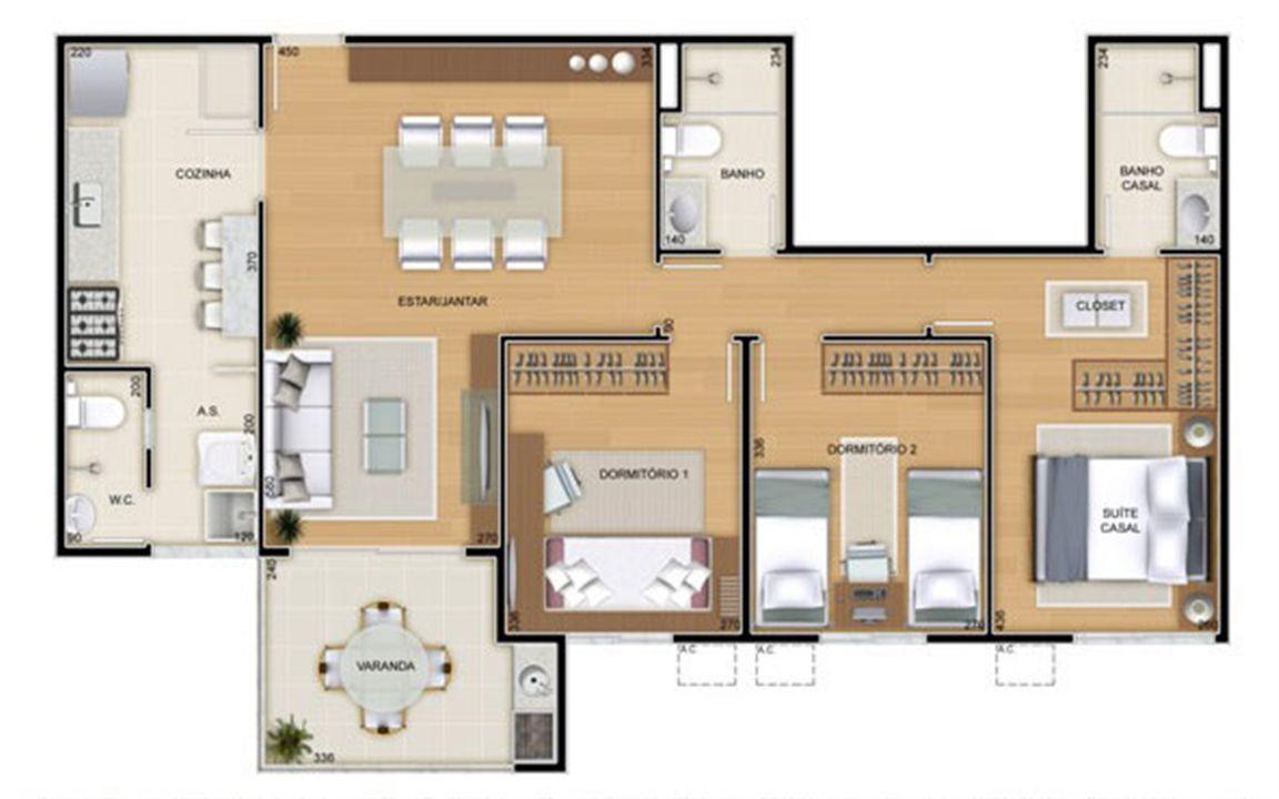 Torres 2 e 3 - 3 Quartos - 90 m² - Planta tipo | Reserva Verde Residencial Park – Laranjeiras - Serra - Espírito Santo Torres 2 e 3 - 3 Quartos - 90 m² - Planta tipo | Reserva Verde Residencial Park – Apartamento em Laranjeiras - Serra - Espírito Santo
