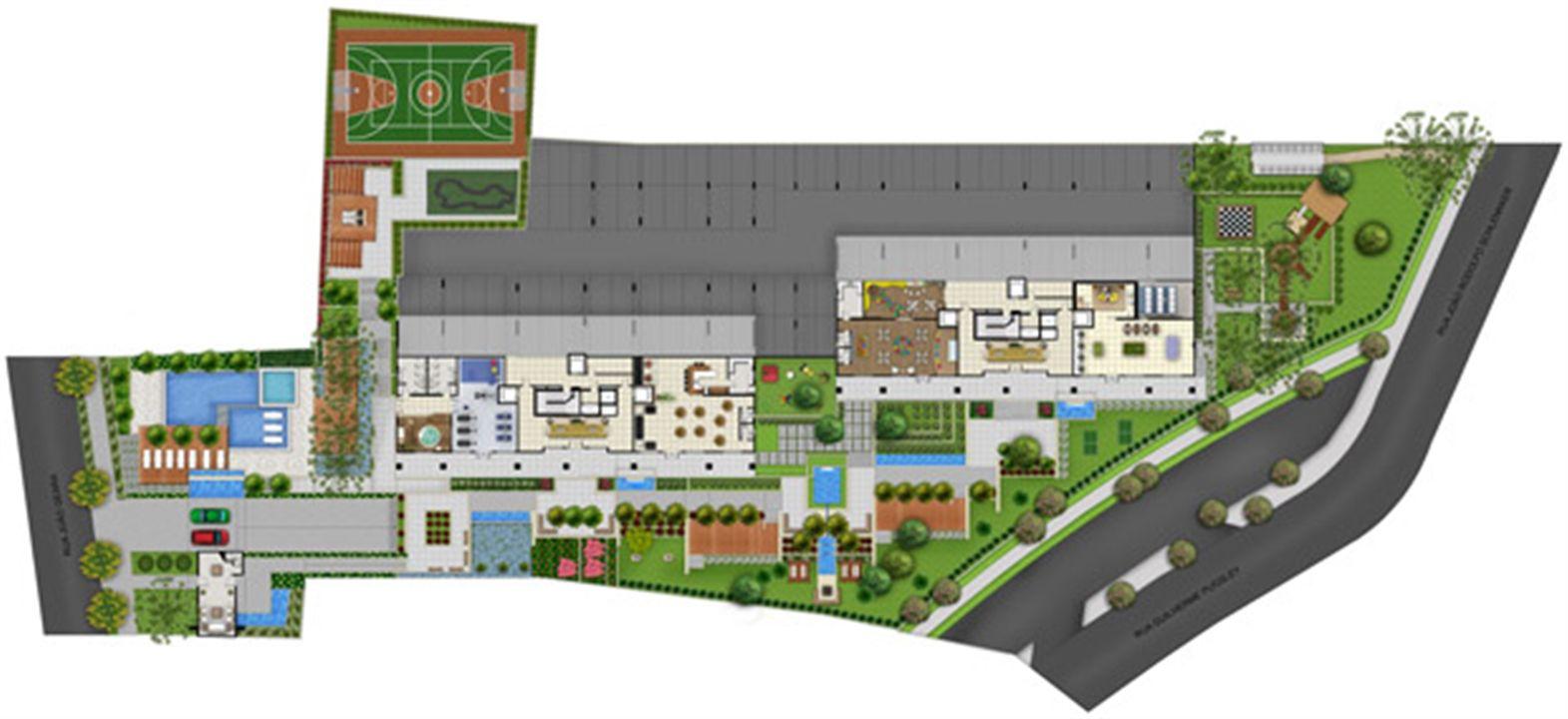 Perspectiva Ilustrada da Implantação | Acqua Verde Family Space – Água Verde - Curitiba - Paraná Perspectiva Ilustrada da Implantação | Acqua Verde Family Space – Apartamento no Água Verde - Curitiba - Paraná