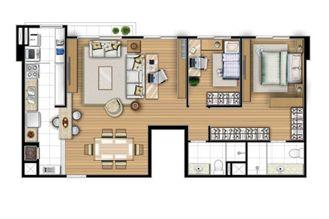 Planta opção 80 m² - Sala ampliada | Acqua Verde Family Space – Apartamento no  Água Verde - Curitiba - Paraná