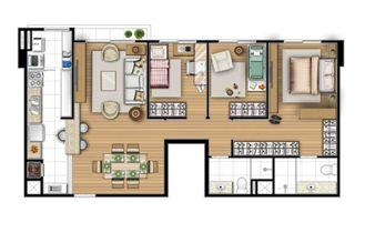 Planta tipo 80 m² - 3 quartos | Acqua Verde Family Space – Apartamento no  Água Verde - Curitiba - Paraná