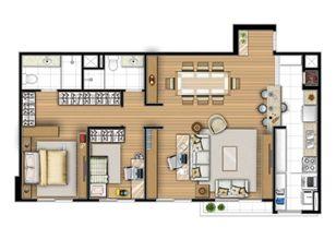 Planta tipo 87 m² - Sala ampliada | Acqua Verde Family Space – Apartamento no  Água Verde - Curitiba - Paraná