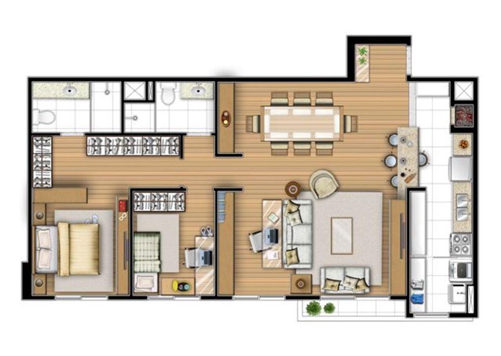 Planta tipo 87 m² - Sala ampliada | Acqua Verde Family Space – Água Verde - Curitiba - Paraná Planta tipo 87 m² - Sala ampliada | Acqua Verde Family Space – Apartamento no Água Verde - Curitiba - Paraná