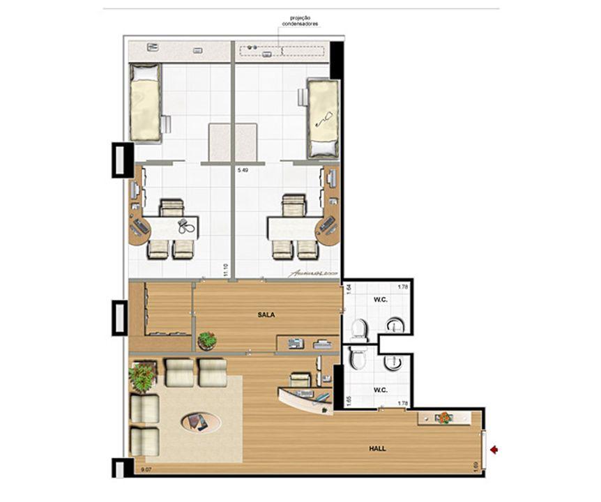 Planta opção 74 m² | CEO Office – Barra da Tijuca - Rio de Janeiro - Rio de Janeiro Planta opção 74 m² | CEO Office – Salas Comerciais na Barra da Tijuca - Rio de Janeiro - Rio de Janeiro