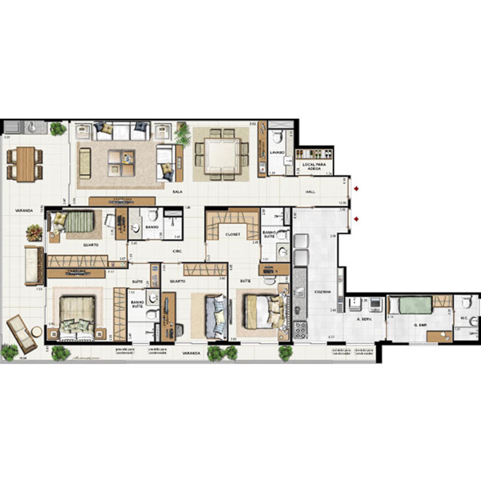 Planta 185,87 m² - 102 a 502 | Galleria Paissandu – Apartamento	no  Flamengo - Rio de Janeiro - Rio de Janeiro