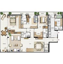 Planta cobertura 343,53 m² pavimento inferior | Galleria Paissandu – Apartamento no  Flamengo - Rio de Janeiro - Rio de Janeiro
