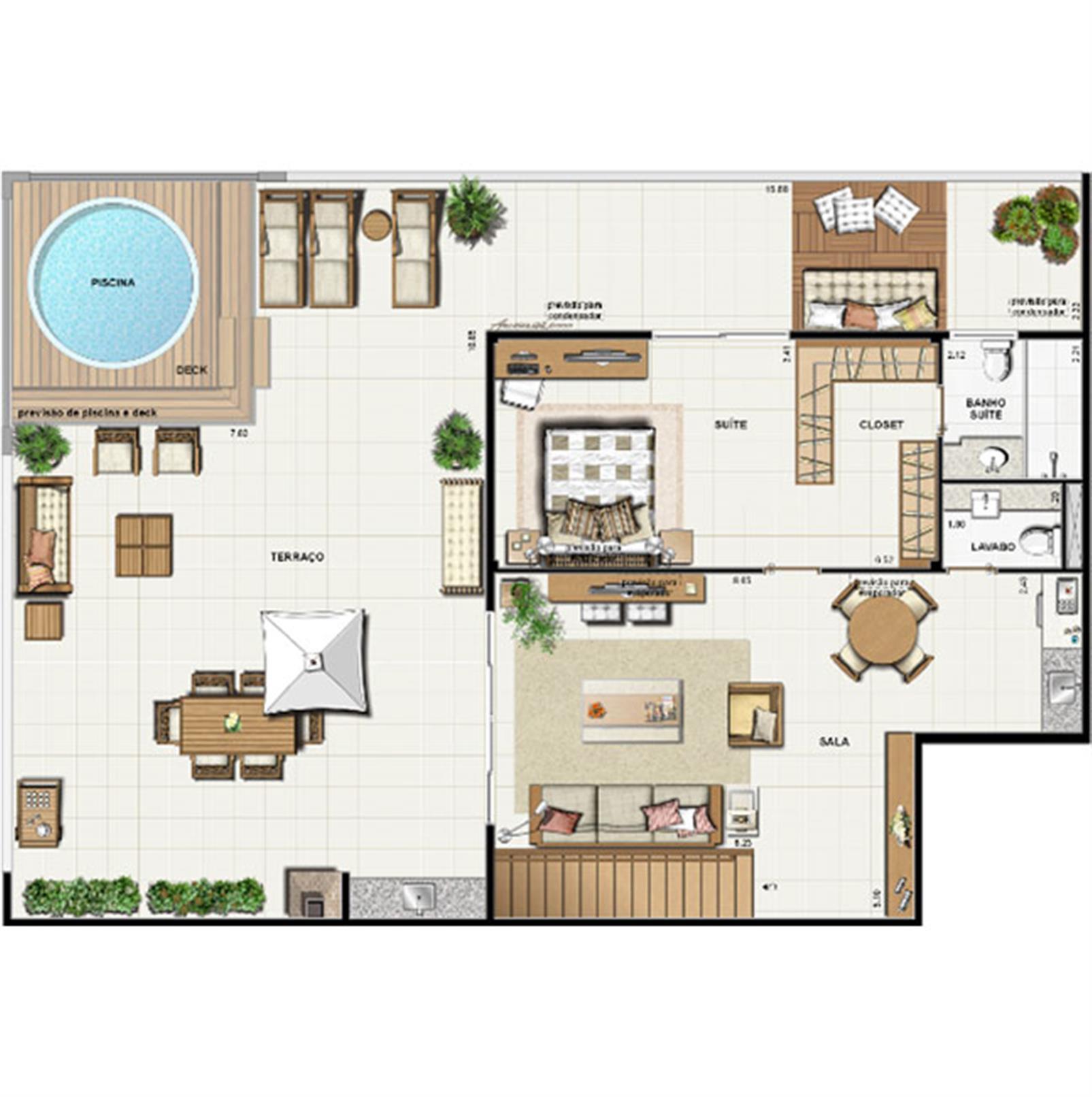 Planta cobertura 343,53 m² - pavimento superior | Galleria Paissandu – Apartamento	no  Flamengo - Rio de Janeiro - Rio de Janeiro