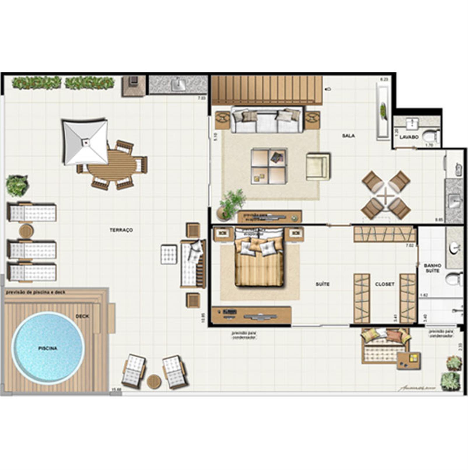 Planta cobertura 357,42 m² - pavimento superior | Galleria Paissandu – Apartamento	no  Flamengo - Rio de Janeiro - Rio de Janeiro