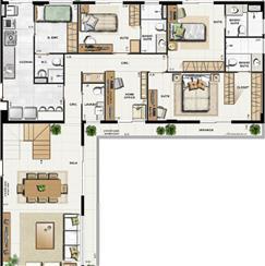 Planta cobertura 365,84 m² - pavimento inferior | Galleria Paissandu – Apartamento no  Flamengo - Rio de Janeiro - Rio de Janeiro