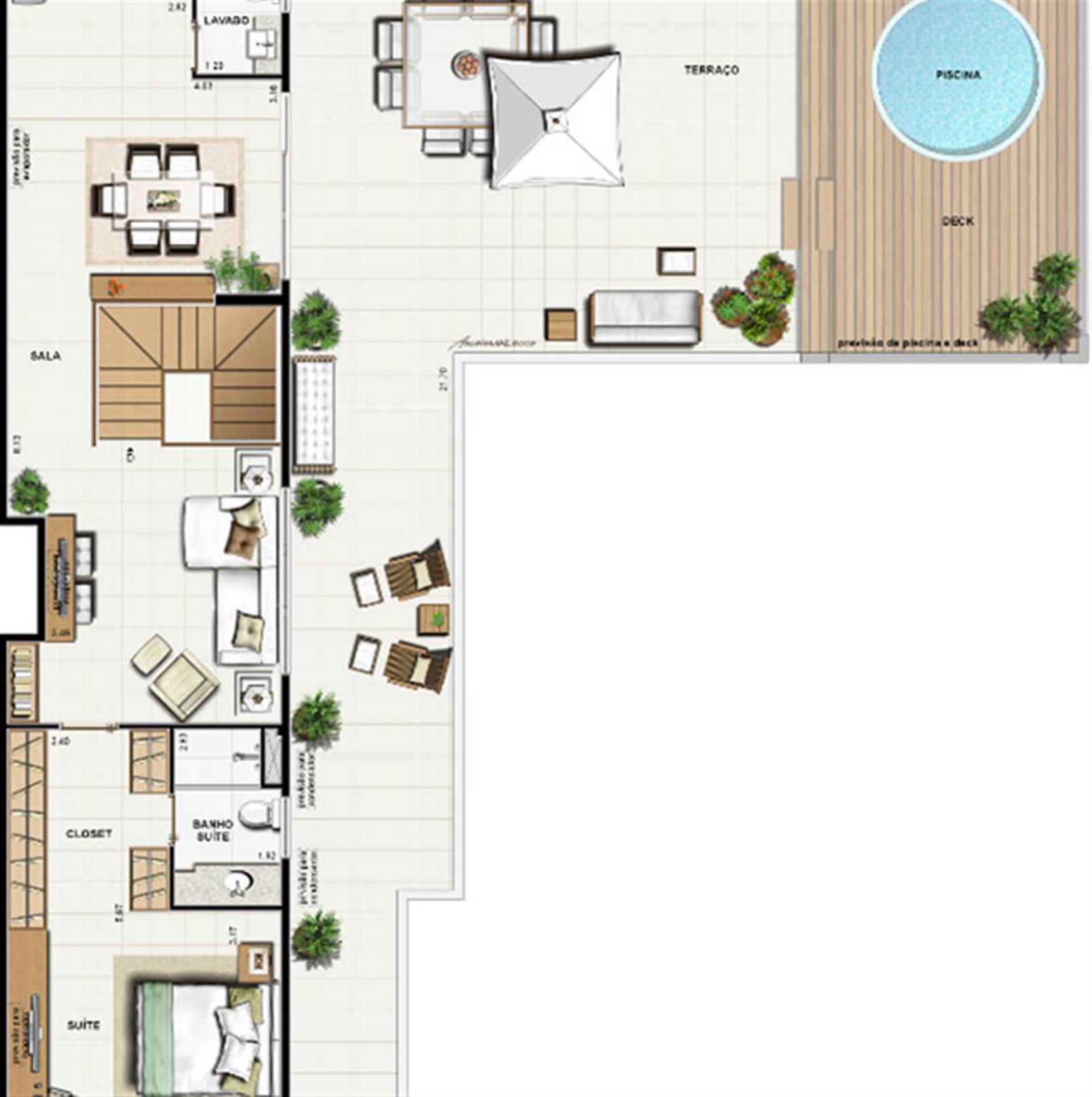 Planta cobertura 365,84 m² - pavimento superior | Galleria Paissandu – Apartamento	no  Flamengo - Rio de Janeiro - Rio de Janeiro