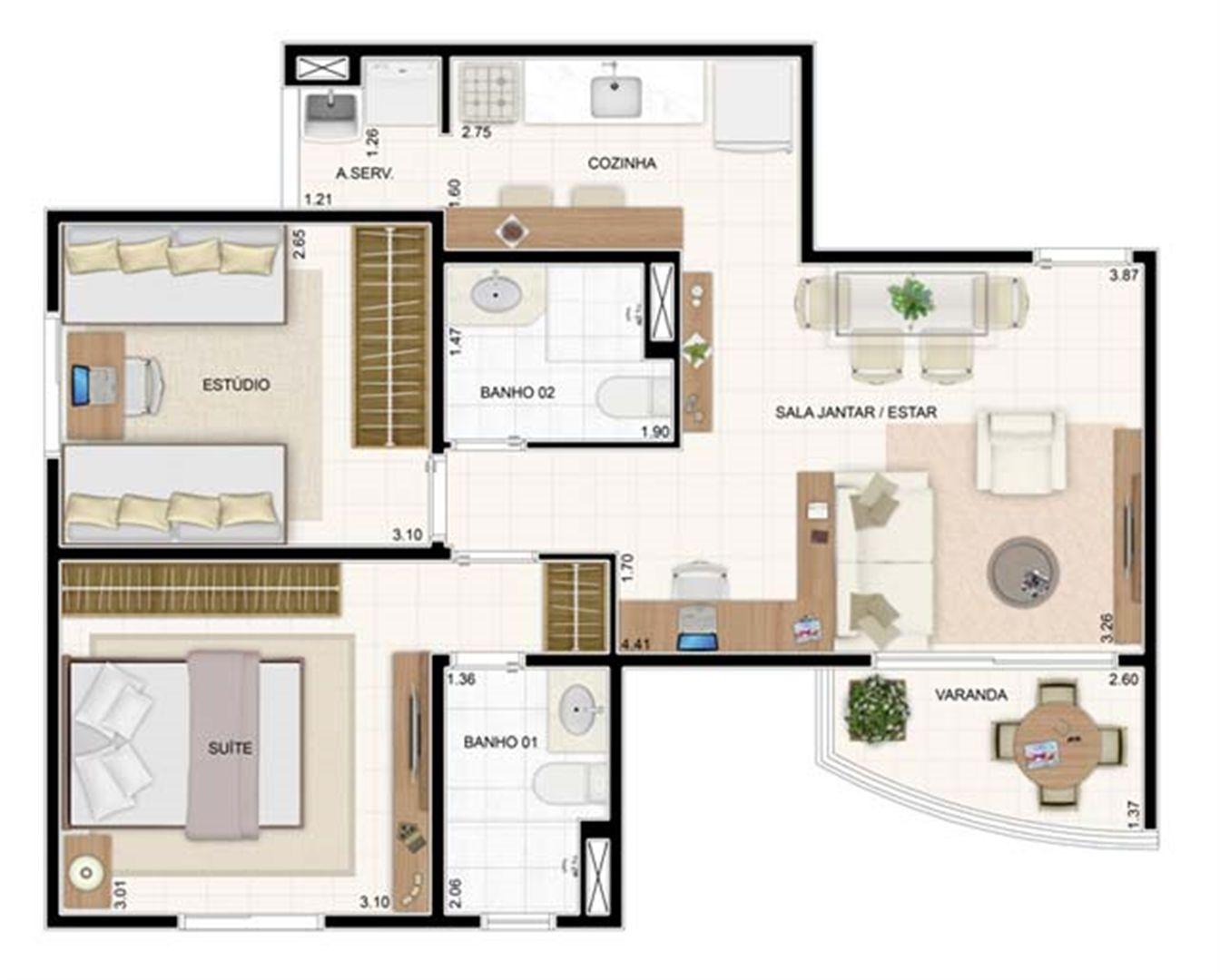 2 dorms 55m² | Vita 2 Residencial Clube – Apartamento no  Pitimbu - Natal - Rio Grande do Norte