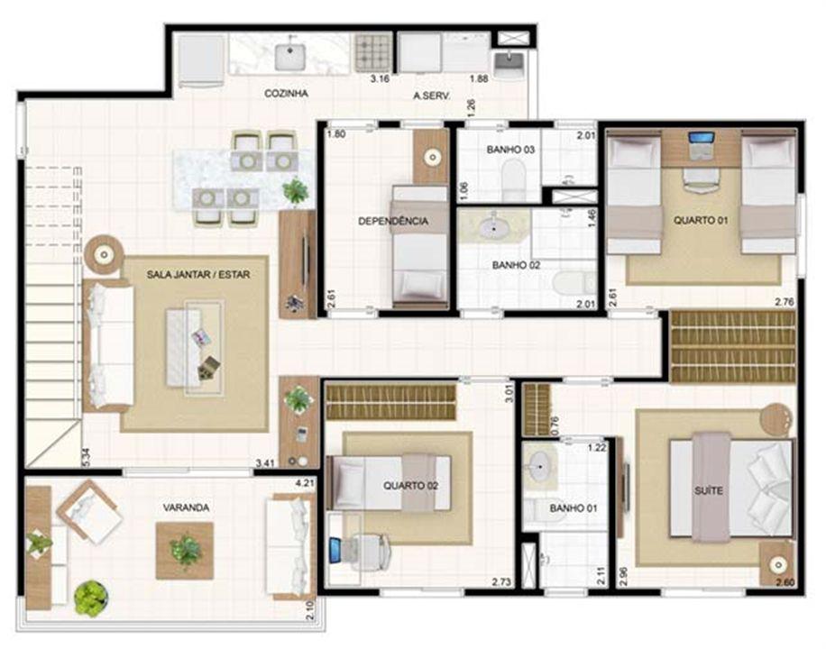 Duplex Inferior 3 dorms 176,57m² | Vita 2 Residencial Clube – Pitimbu - Natal - Rio Grande do Norte Duplex Inferior 3 dorms 176,57m² | Vita 2 Residencial Clube – Apartamento no Pitimbu - Natal - Rio Grande do Norte