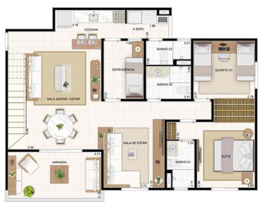 Duplex Inferior Sala Ampliada 3 dorms 176,57m² | Vita 2 Residencial Clube – Pitimbu - Natal - Rio Grande do Norte Duplex Inferior Sala Ampliada 3 dorms 176,57m² | Vita 2 Residencial Clube – Apartamento no Pitimbu - Natal - Rio Grande do Norte