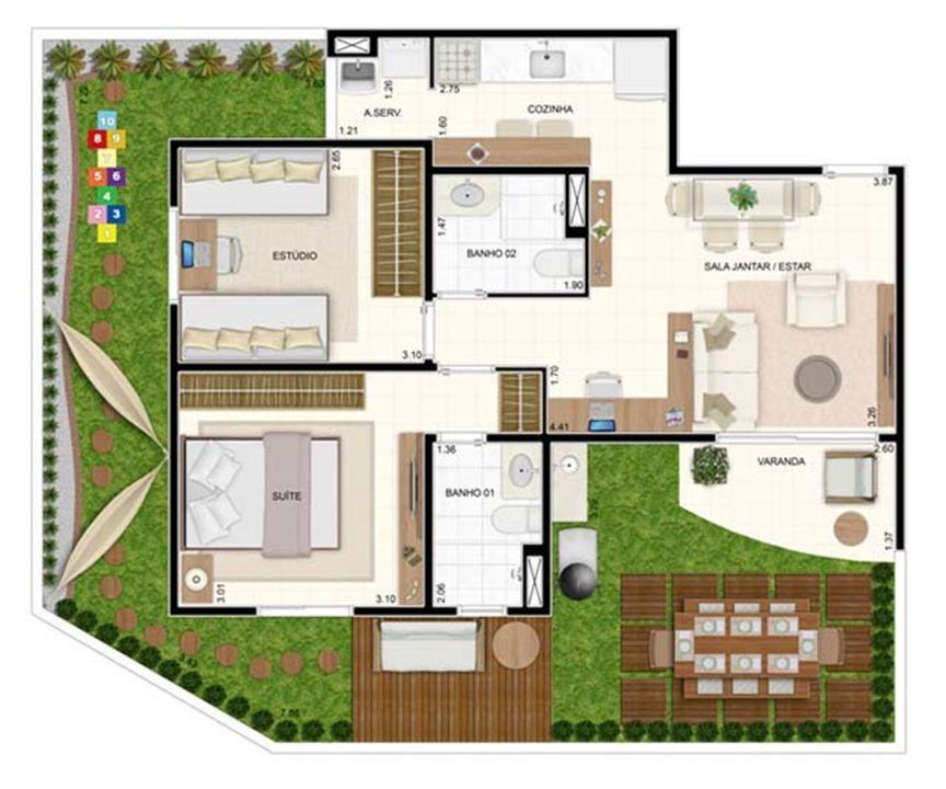 Giardino 2 dorms com Suíte 93,56m² | Vita 2 Residencial Clube – Pitimbu - Natal - Rio Grande do Norte Giardino 2 dorms com Suíte 93,56m² | Vita 2 Residencial Clube – Apartamento no Pitimbu - Natal - Rio Grande do Norte