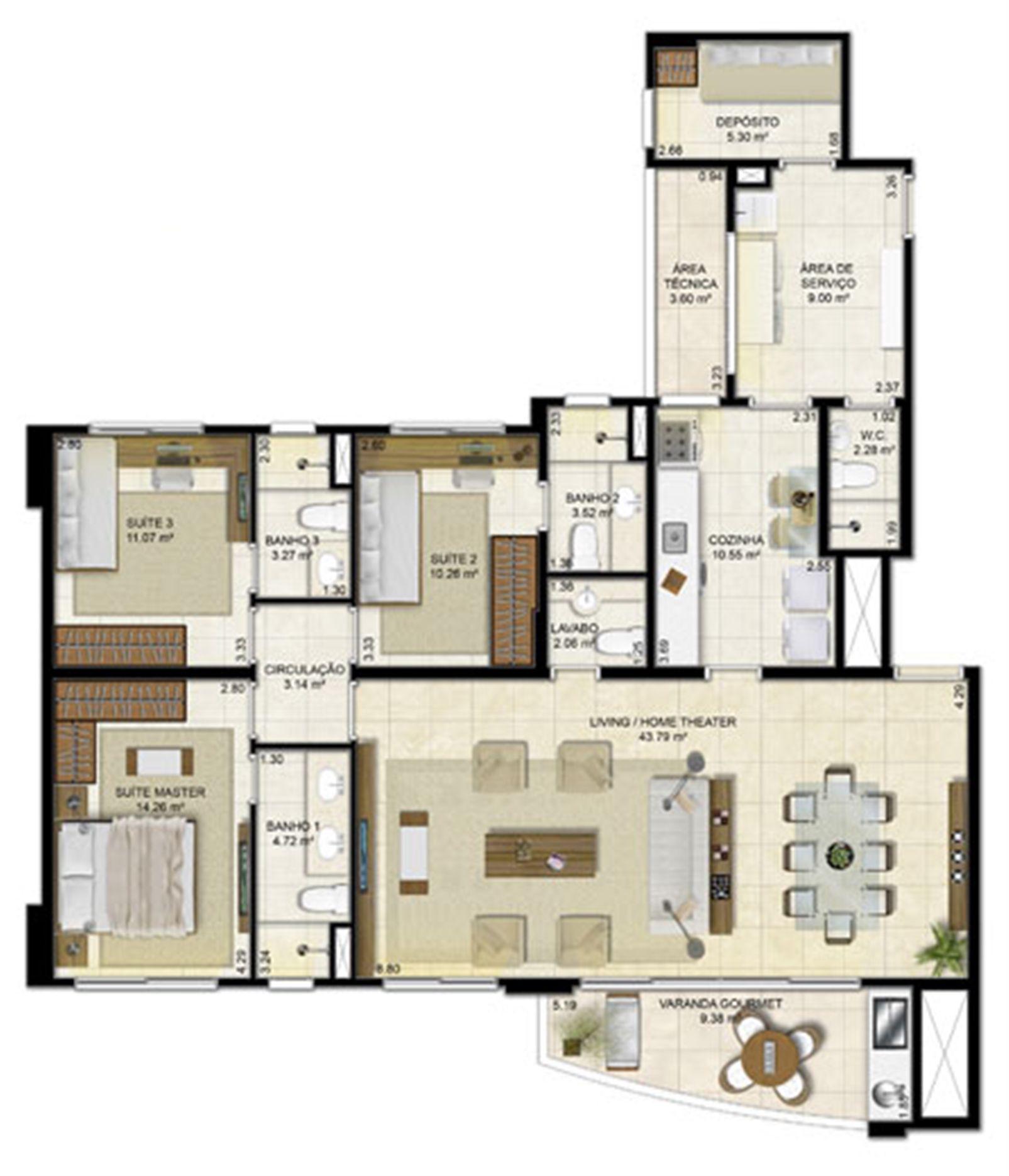 3 suítes (living ampliado) - 136 m² | Peninsula Way - Ponta D´Areia – Ponta D'areia - São Luís - Maranhão 3 suítes (living ampliado) - 136 m² | Peninsula Way - Ponta D´Areia – Apartamento na Ponta D'areia - São Luís - Maranhão