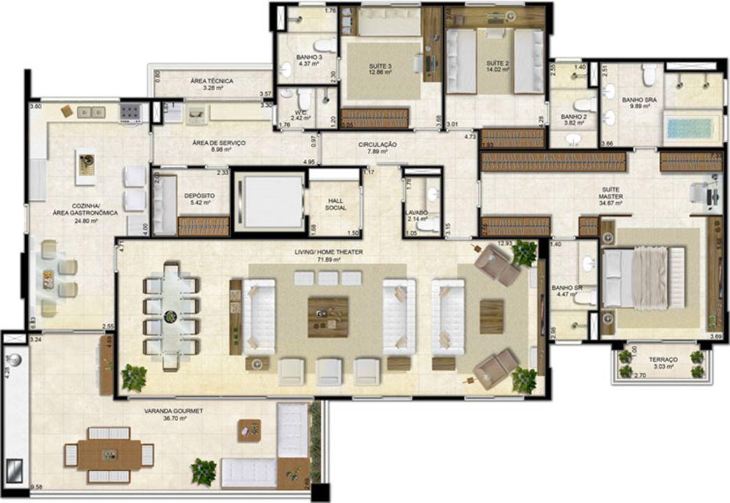 Planta Ampliada 251 m² | Île Saint Louis – Ponta D'areia - São Luís - Maranhão Planta Ampliada 251 m² | Île Saint Louis – Apartamento na Ponta D'areia - São Luís - Maranhão