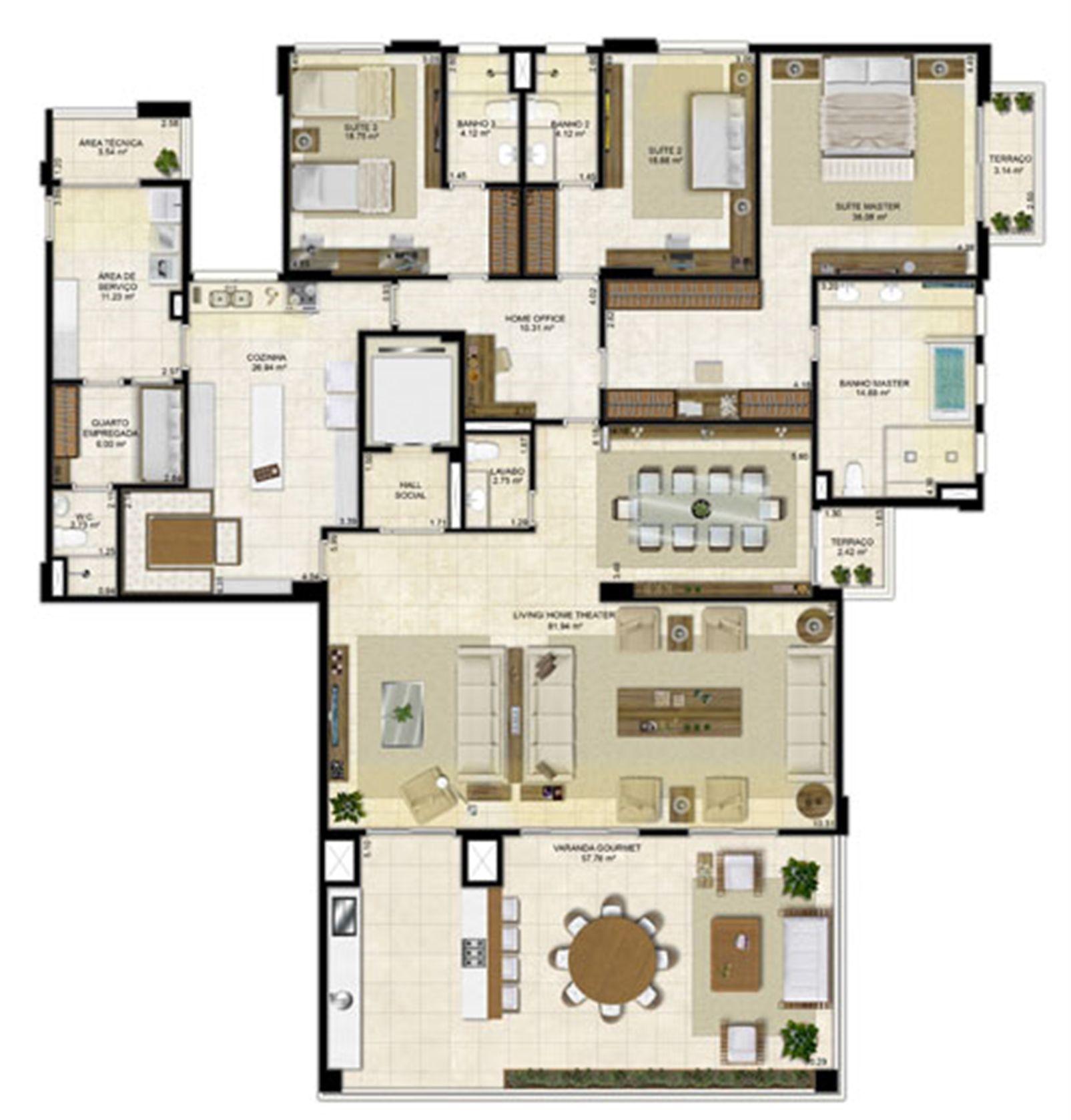 Planta ampliada 305 m² - Cozinha Ampliada e Sala de Jantar reservada – Pavimentos Pares | Île Saint Louis – Ponta D'areia - São Luís - Maranhão Planta ampliada 305 m² - Cozinha Ampliada e Sala de Jantar reservada – Pavimentos Pares | Île Saint Louis – Apartamento na Ponta D'areia - São Luís - Maranhão