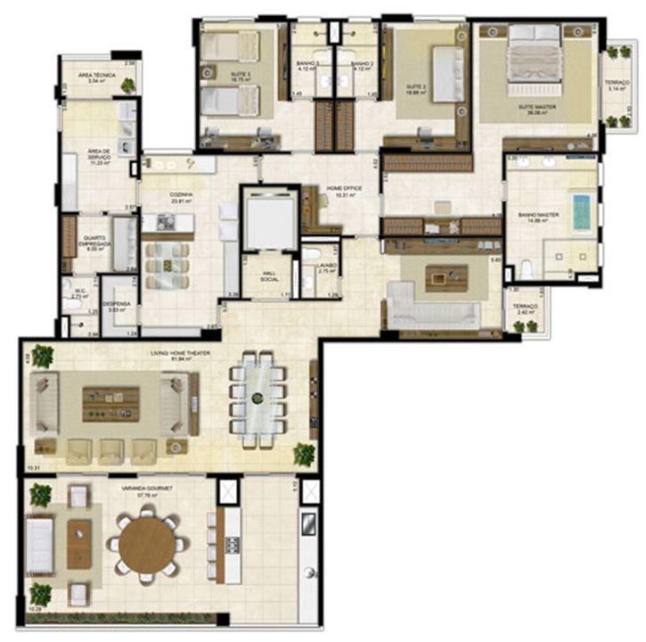 Planta Ampliada 305 m² - Pavimento ímpar-2 | Île Saint Louis – Ponta D'areia - São Luís - Maranhão Planta Ampliada 305 m² - Pavimento ímpar-2 | Île Saint Louis – Apartamento na Ponta D'areia - São Luís - Maranhão