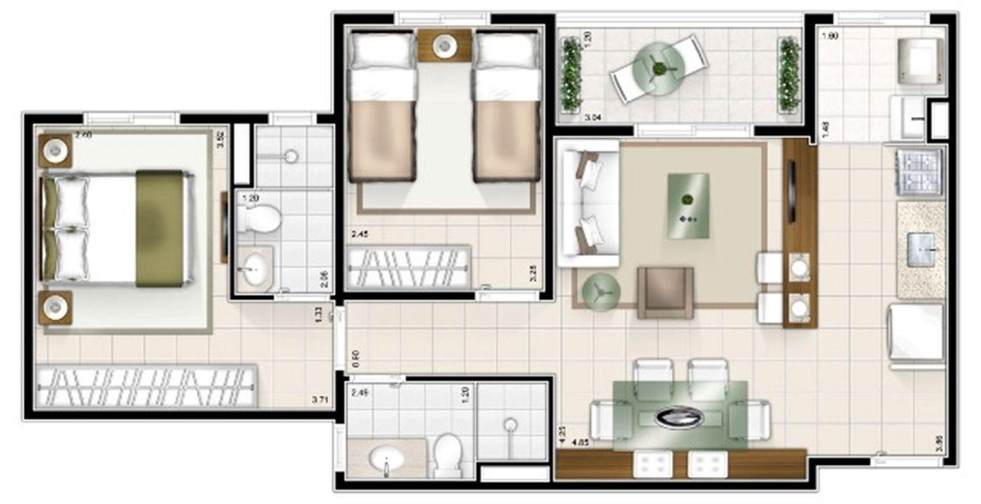 Planta 2 quartos 59m² | Sttilo Clube Residence – Nova Parnamirim - Parnamirim - Rio Grande do Norte Planta 2 quartos 59m² | Sttilo Clube Residence – Apartamento na Nova Parnamirim - Parnamirim - Rio Grande do Norte