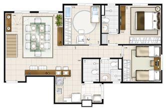 Planta duplex inferior 3 quartos 151m² | Sttilo Clube Residence – Apartamento na  Nova Parnamirim - Parnamirim - Rio Grande do Norte